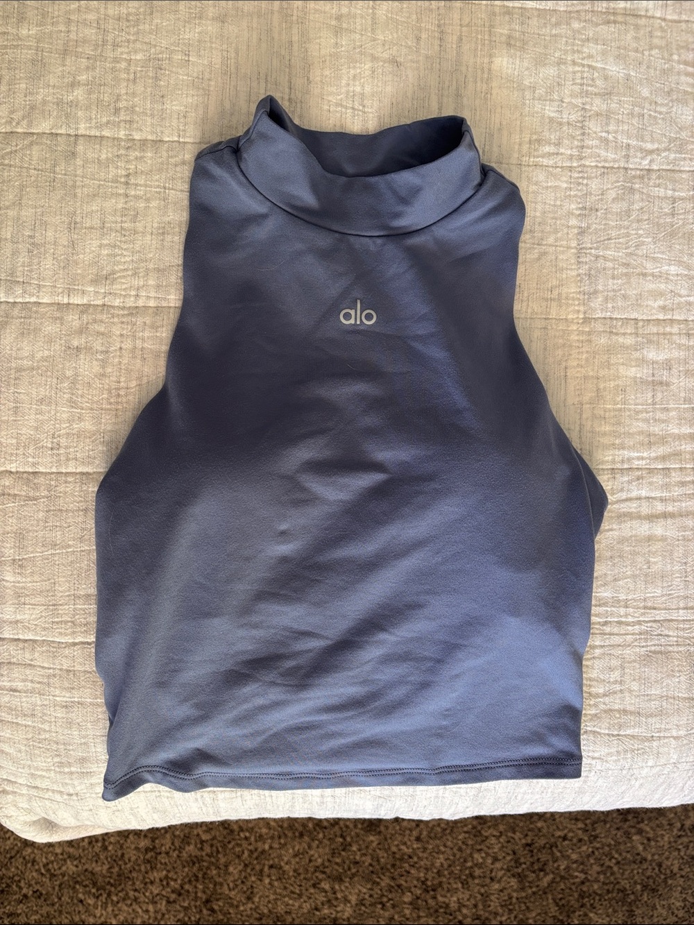 ALO Yoga High Neck Cropped Tank - Blue Gray